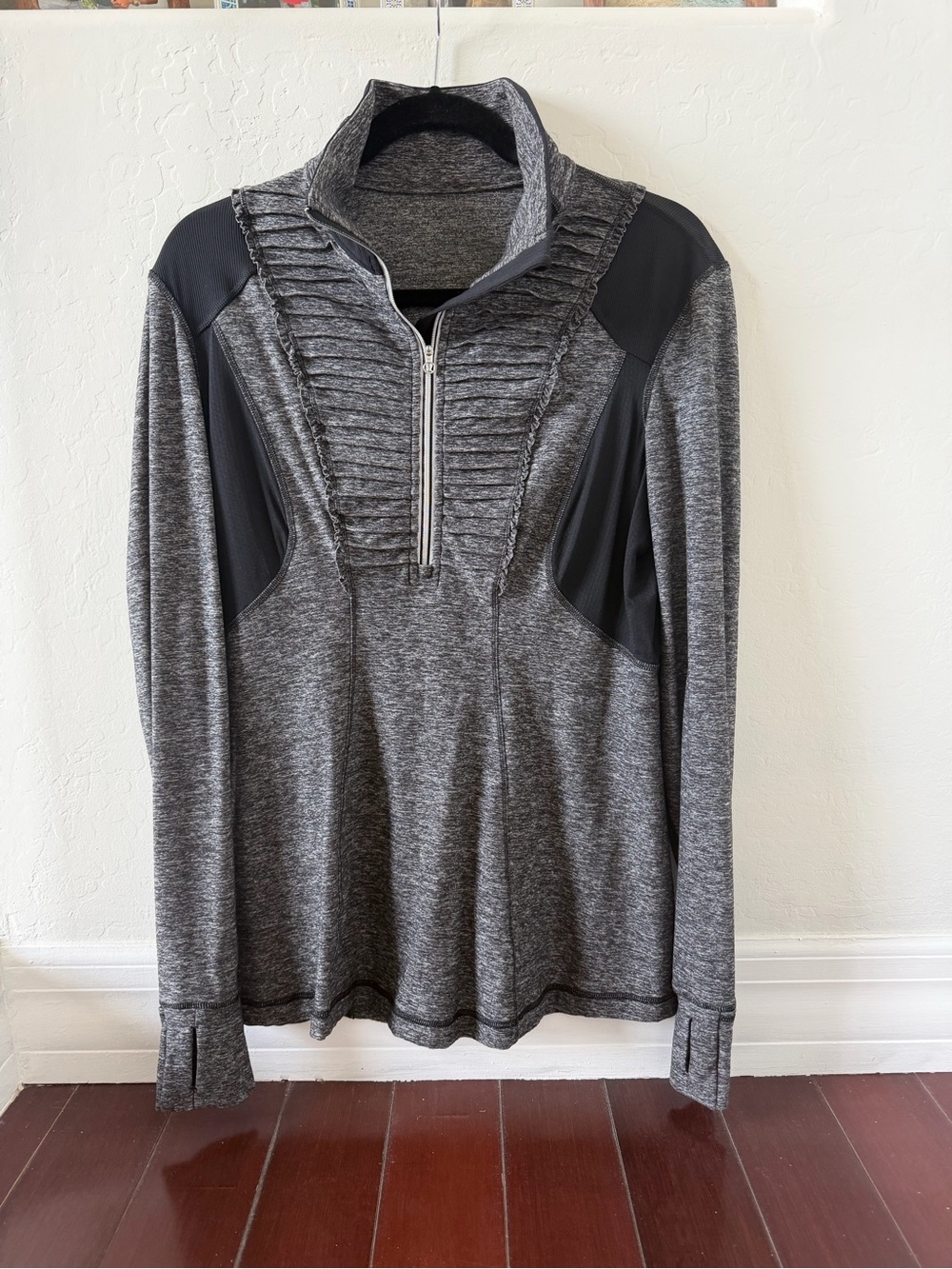 Grey Heather Quarter-Zip Pullover with Textured Front